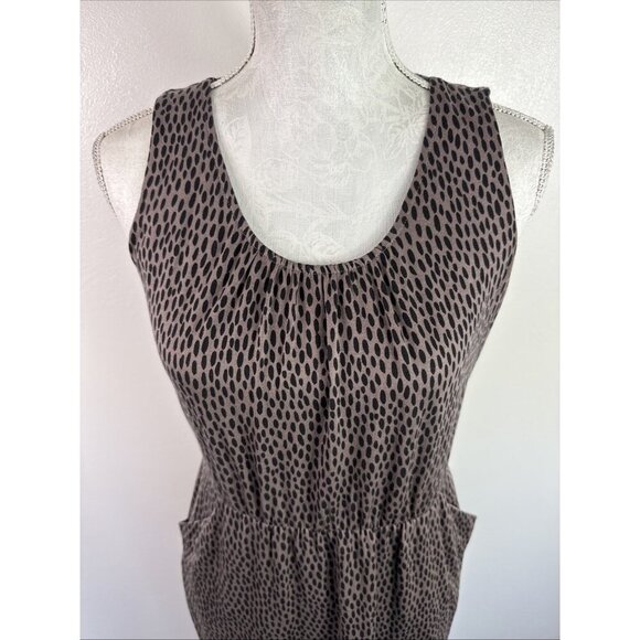 Garnet Hill Women's S Sleeveless Tank Dress Brown Animal Slouchy Pockets EUC - Picture 5 of 12